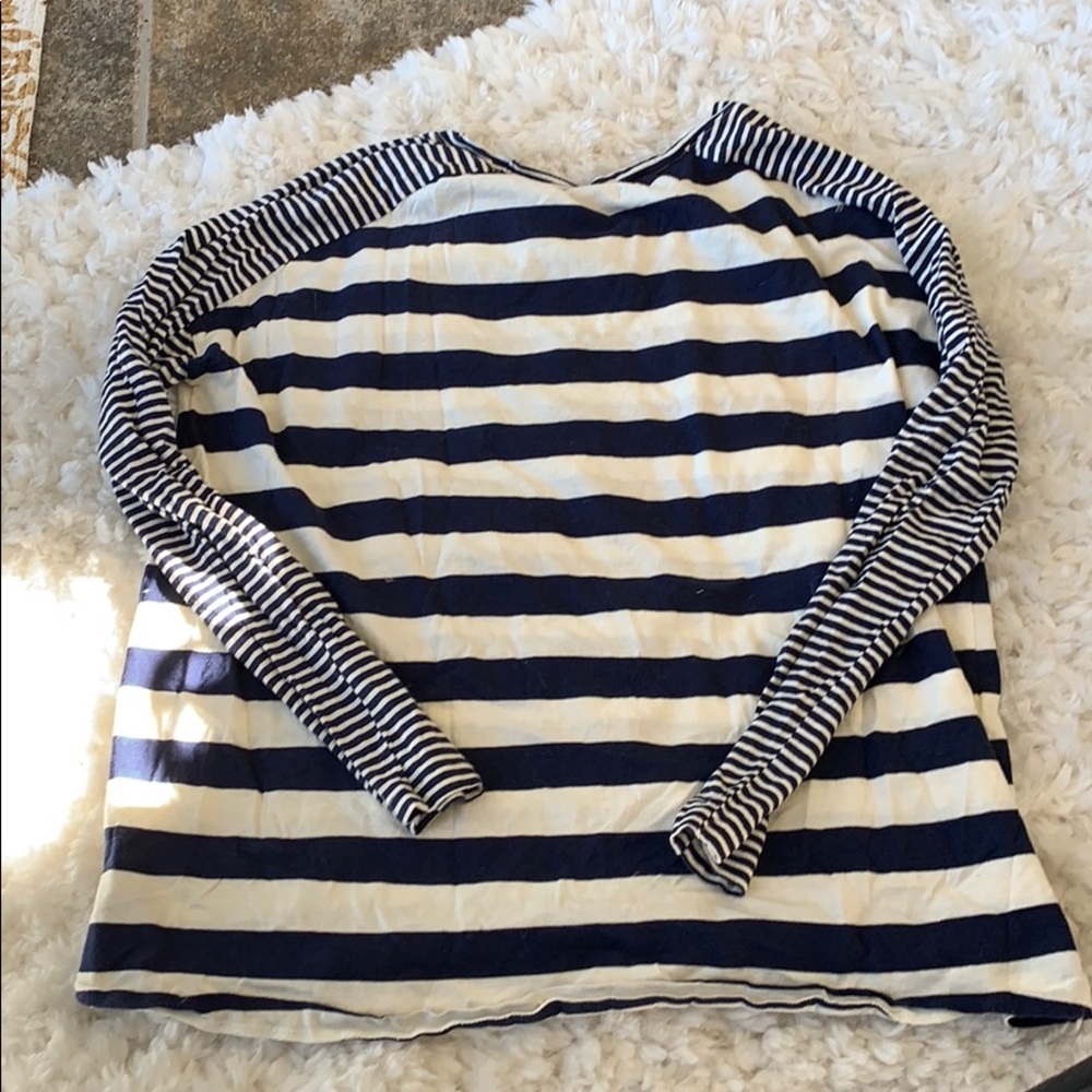 Aerie Women’s Blue White Stripe Cropped Long Sleeve Shirt Size XS - Picture 8 of 8